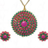 Ruby & Green Onyx Gemstone Studded Pacchi Set PP-1025