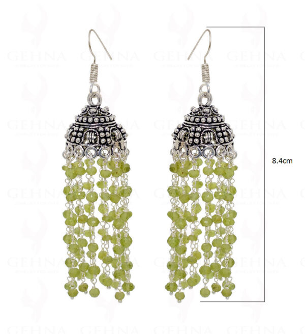 Peridot Faceted Knotted Beads In Silver With Oxidized Jhumki GE06-1026