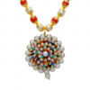 Pearl & Multi Color Stone Studded Pacchi Pendant & Earring Set - PN-1027