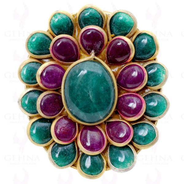 Emerald & Yellow Sapphire Colour Stone Pacchi Ring PR-1028