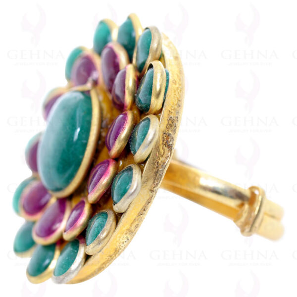 Emerald & Yellow Sapphire Colour Stone Pacchi Ring PR-1028