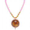 Pearl & Rose Quartz Studded Pacchi Pendant & Earring Set - PN-1029