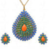 Green Onyx, Chalcedony & Carnelian Gemstone Studded Pacchi Set PP-1029