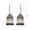 Pearl & Black Spinel Gemstone Bead Jhumki In .925 Silver Overlay GE06-1031