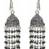 Black Spinel Gemstone Faceted Bead Jhumki In .925 Silver Overlay GE06-1032