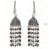 Black Spinel Gemstone Faceted Bead Jhumki In .925 Silver Overlay GE06-1032
