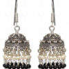 Black Spinel Gemstone Faceted Bead Jhumki In .925 Silver Overlay GE06-1033