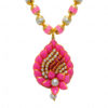 Pear & Rose Quartz Studded Pacchi Pendant & Earring Set - PN-1033