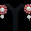 Pear & Rose Quartz Studded Pacchi Pendant & Earring Set - PN-1033