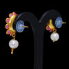 Pear & Rose Quartz Studded Pacchi Pendant & Earring Set - PN-1033