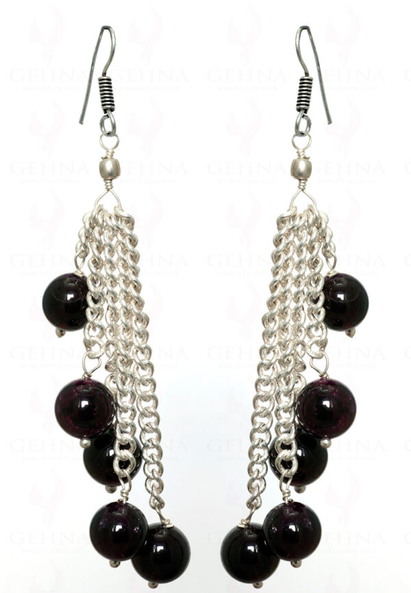 Red Garnet Gemstone Studded Earrings In.925 Silver Overlay GE06-1034