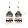 Pearl & Red Garnet Gemstone Jhumki In.925 Silver Overlay GE06-1035