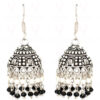 Pearl & Black Onyx Gemstone Jhumki In.925 Silver Overlay GE06-1037