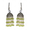 Peridot Gemstone Studded Jhumki In.925 Silver Overlay GE06-1039