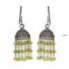 Peridot Gemstone Studded Jhumki In.925 Silver Overlay GE06-1039
