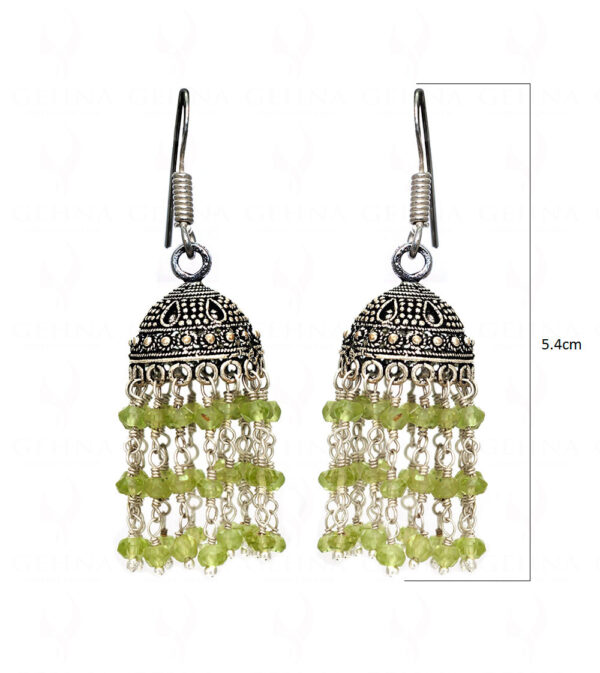 Peridot Gemstone Studded Jhumki In.925 Silver Overlay GE06-1039