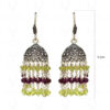 Red Garnet & Peridot Gemstone Jhumki In.925 Silver Overlay GE06-1040