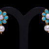 Turquoise & Pearl Studded Pacchi Art Pendant & Earring Set - PN-1040