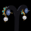 Turquoise & Pearl Studded Pacchi Art Pendant & Earring Set - PN-1040