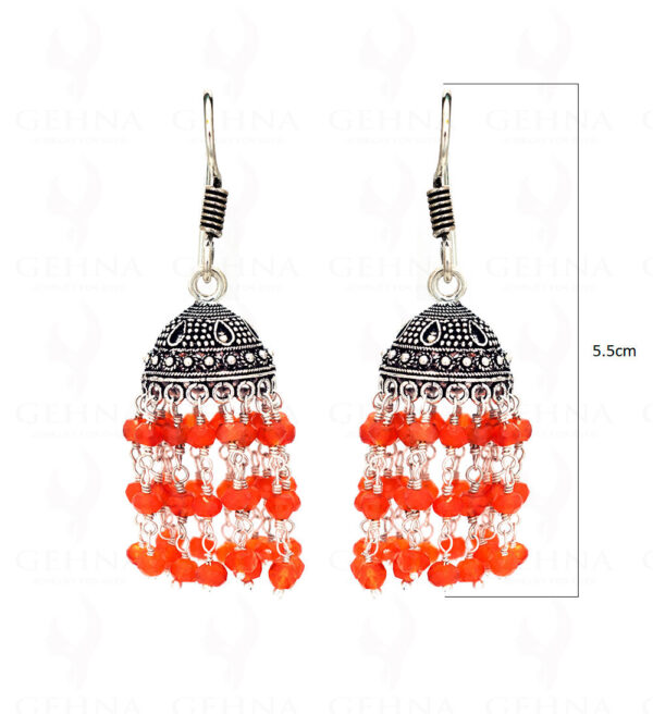 Carnelian Gemstone Studded Jhumki In.925 Silver Overlay GE06-1041