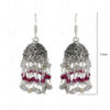 Garnet & Labradorite Gemstone Studded Jhumki In Silver GE06-1042