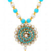 Kundan Pearl & Blue Chalcedony Color Stone Studded Pendant & Earring Set - PN-1042