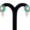 Kundan Pearl & Blue Chalcedony Color Stone Studded Pendant & Earring Set - PN-1042