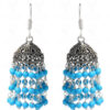 Turquoise Gemstone Studded Jhumki In Silver GE06-1043