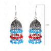 Turquoise & Red Jasper Gemstone Studded Jhumki In.925 Silver Overlay GE06-1044