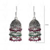 Garnet & Green Onyx Gemstone Faceted Bead Jhumki In Silver GE06-1046