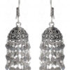 Labradorite Gemstone Studded Faceted Bead Jhumki In Silver GE06-1047