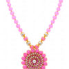 Pearl & Pink Chalcedony Color Stone Pendant & Earring Set - PN-1048