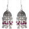 Garnet & Labradorite Gemstone Studded Jhumki In Silver GE06-1049