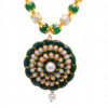 Pearl & Green Onyx Color Stone Studded Pacchi Pendant & Earring Set - PN-1049