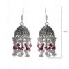 Garnet & Labradorite Gemstone Studded Jhumki In Silver GE06-1049