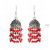 Coral Gemstone Studded Bead Jhumki In Silver GE06-1052