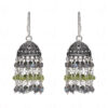 Peridot & Labradorite Gemstone Jhumki Style Earrings In Silver GE06-1053