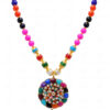 Multi Color Stone Studded Pacchi Pendant & Earring Set - PN-1053