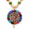 Multi Color Stone Studded Pacchi Pendant & Earring Set - PN-1053
