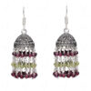Garnet & Peridot Gemstone Jhumki Style Earrings In .925 Silver Overlay GE06-1054