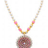 Pearl & Pink Chalcedony Color Stone Pendant & Earring Set - PN-1054