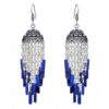 Pearl & Lapis Lazuli Gemstone Jhumki Style Earrings In Silver GE06-1055