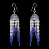 Pearl & Lapis Lazuli Gemstone Jhumki Style Earrings In Silver GE06-1055
