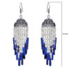Pearl & Lapis Lazuli Gemstone Jhumki Style Earrings In Silver GE06-1055