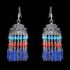 Lapis Lazuli, Coral & Turquoise Gemstone Jhumki In Earrings Silver GE06-1056