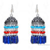 Lapis Lazuli, Coral & Turquoise Gemstone Jhumki In Earrings Silver GE06-1056