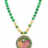 Pearl & Green Onyx Color Stone Studded Pacchi Pendant & Earring Set - PN-1057