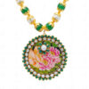 Pearl & Green Onyx Color Stone Studded Pacchi Pendant & Earring Set - PN-1057