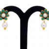 Pearl & Green Onyx Color Stone Studded Pacchi Pendant & Earring Set - PN-1057