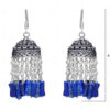 Pearl & Lapis Lazuli Gemstone Jhumki Style Earrings In Silver GE06-1057